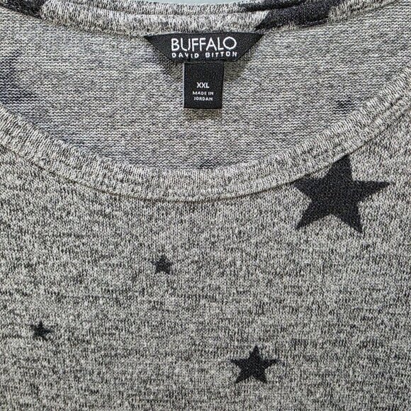 Buffalo David Bitton XXL Star Print Sweater Top Cozy Knit Batwing Sleeve Gray - Picture 2 of 9
